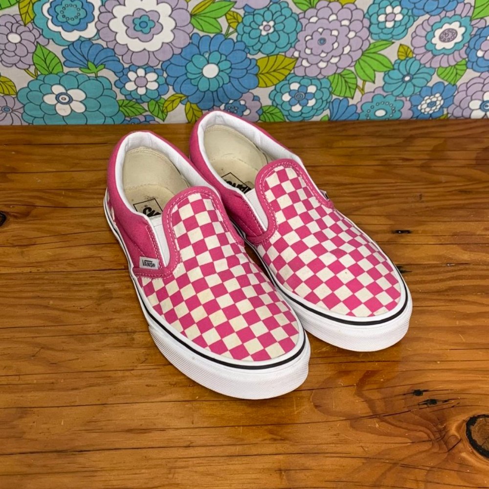 Vans Classic Slip On Shoes Color Theory Hot Pink Checkerboard Size:6